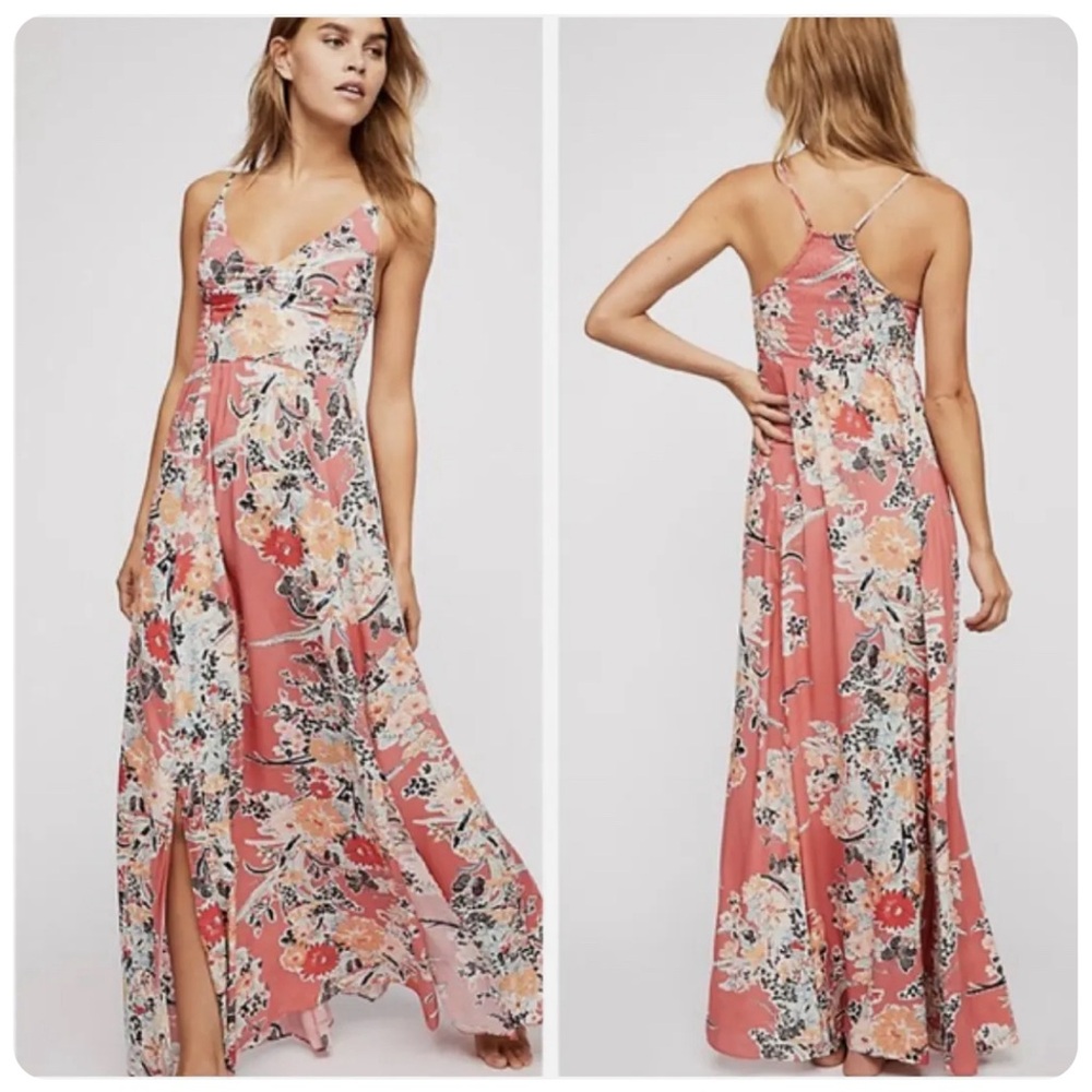 Free People Through the Vines Maxi Dress Coral XS